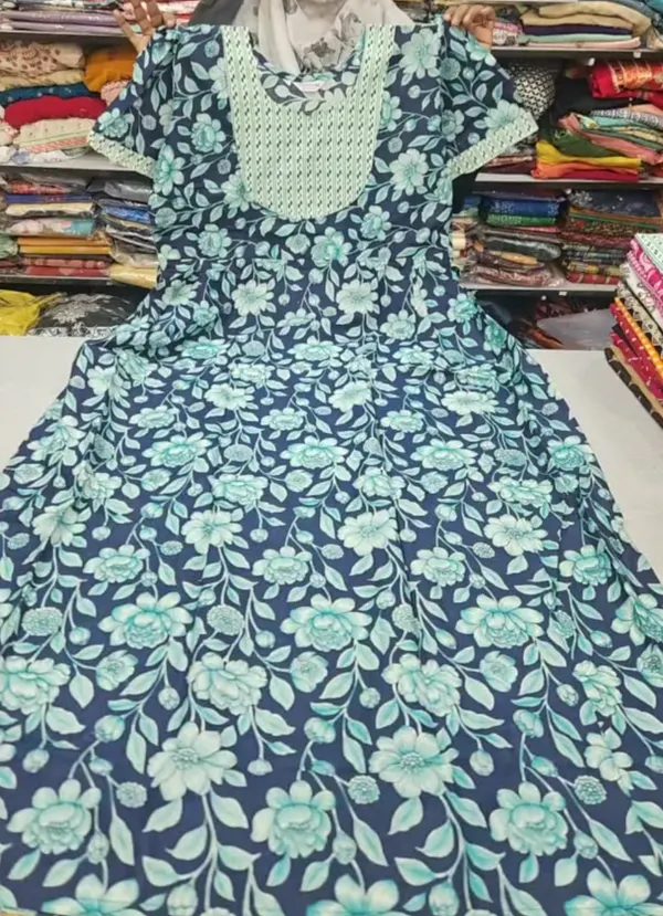 Premium Cotton Frock Style Nighty with Adjustable Rope & Side Pocket |NT3632